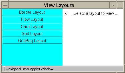 Demonstration
GUI with AWT components.