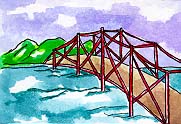 Bridge over a blue river.
